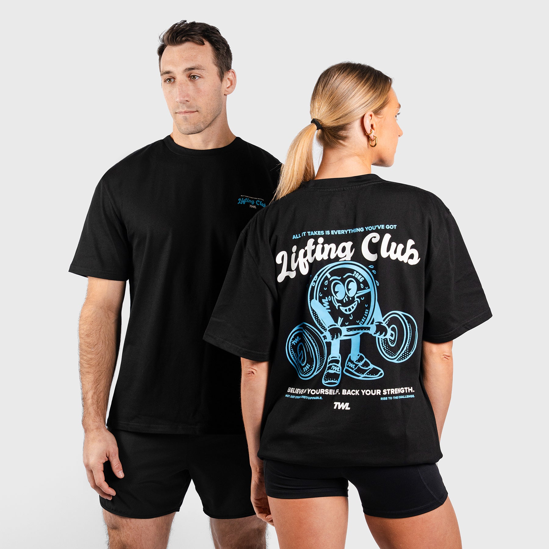 TWL - LIFESTYLE OVERSIZED T-SHIRT - LIFTING CLUB - BLACK
