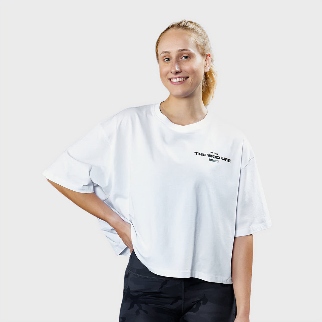 TWL - WOMEN'S OVERSIZED CROPPED T-SHIRT - STATUS - WHITE