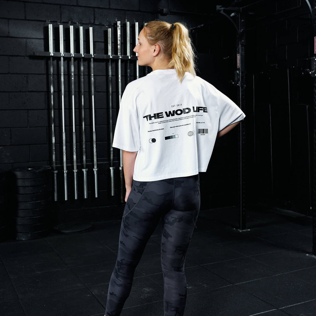 TWL - WOMEN'S OVERSIZED CROPPED T-SHIRT - STATUS - WHITE