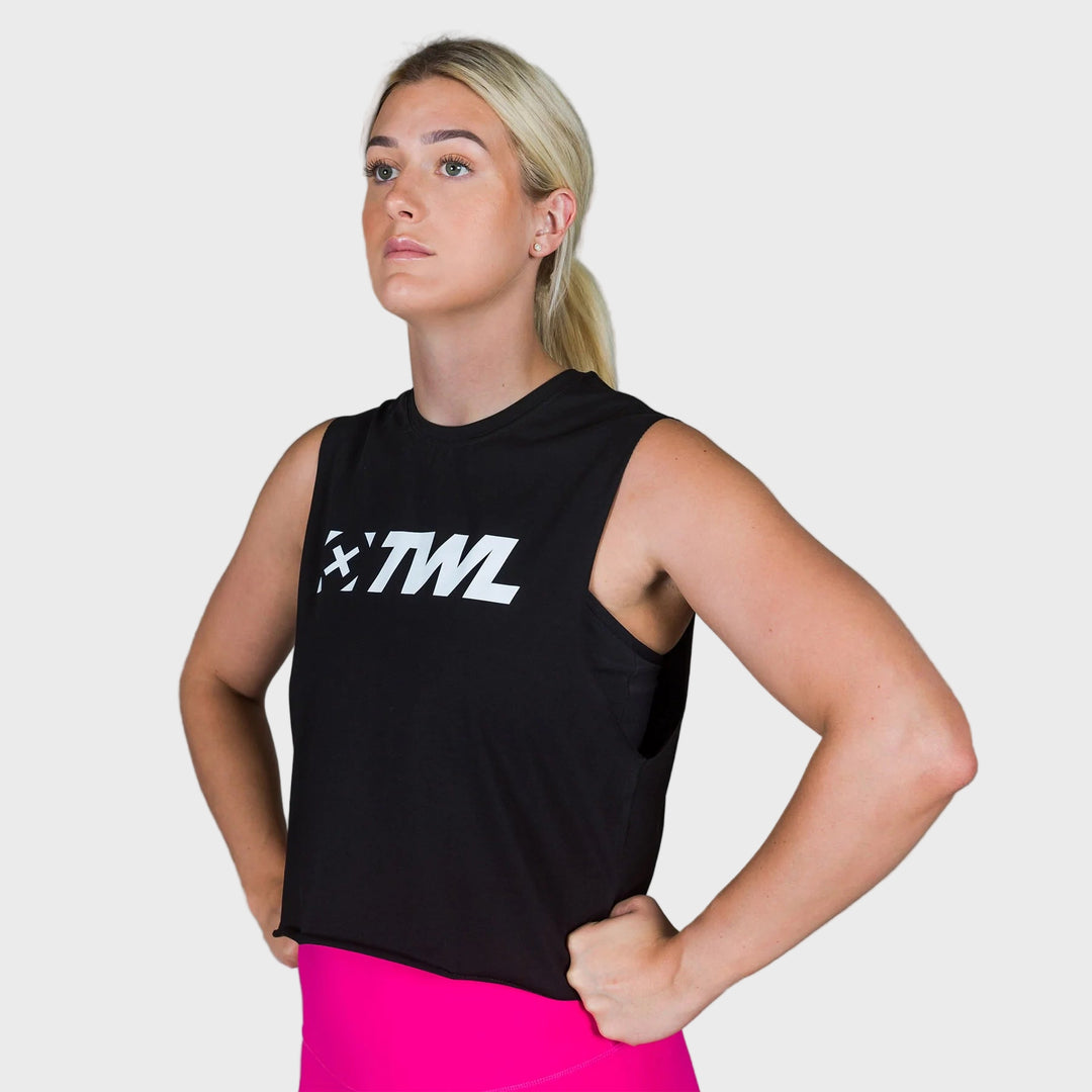 TWL - WOMEN'S SLASH CROP 2.0 - BLACK/WHITE - ATHLETE