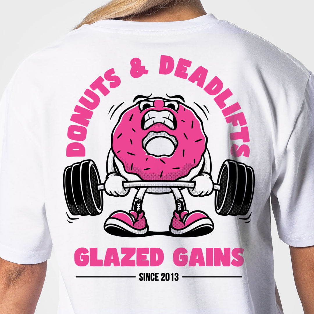 TWL - OVERSIZED T-SHIRT - DONUTS & DEADLIFTS - WHITE
