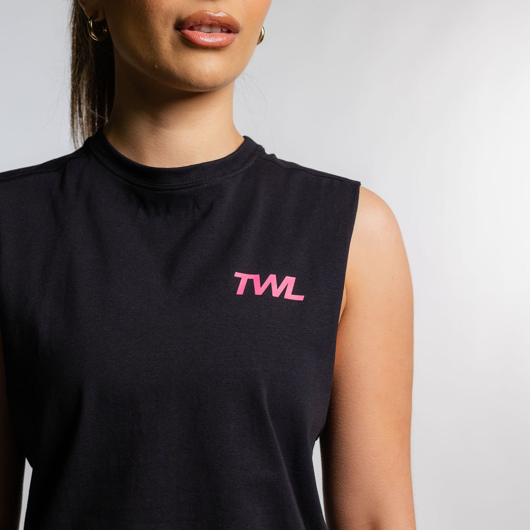 TWL -  WOMEN'S SLASH CROP - BLACK/FLAMINGO - FINELINE