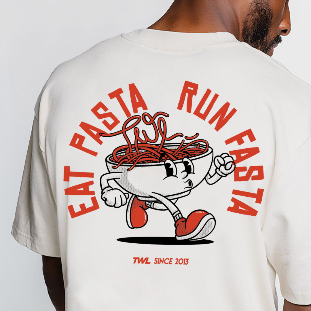 TWL - LIFESTYLE OVERSIZED T-SHIRT - EAT PASTA RUN FASTA - BONE