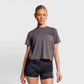 TWL - WOMEN'S EVERYDAY CLASSIC CROPPED T-SHIRT - SL - CHARCOAL MARL/BLACK