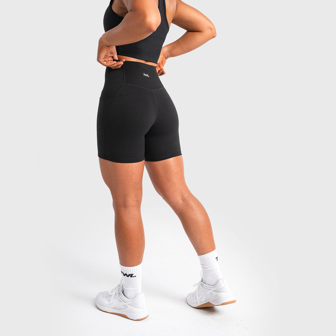 Refine Womens Gym Shorts Black back view