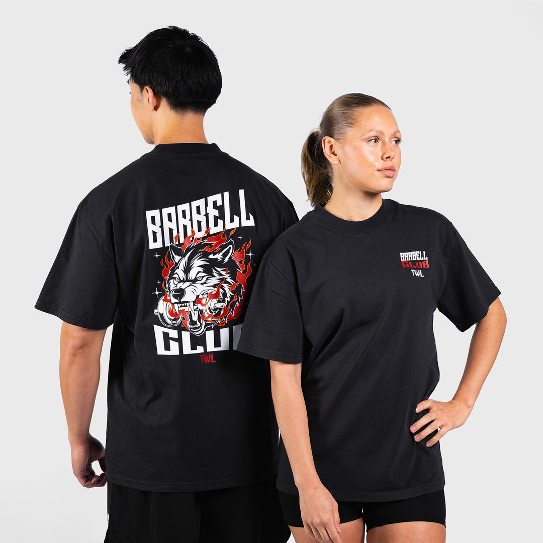 TWL - LIFESTYLE OVERSIZED T-SHIRT - BARBELL CLUB - WOLF/FADED BLACK