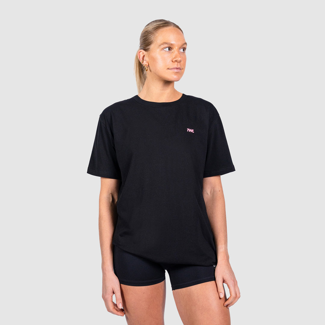 TWL - OVERSIZED T-SHIRT - EMBLEM - BLACK/BUBBLEGUM