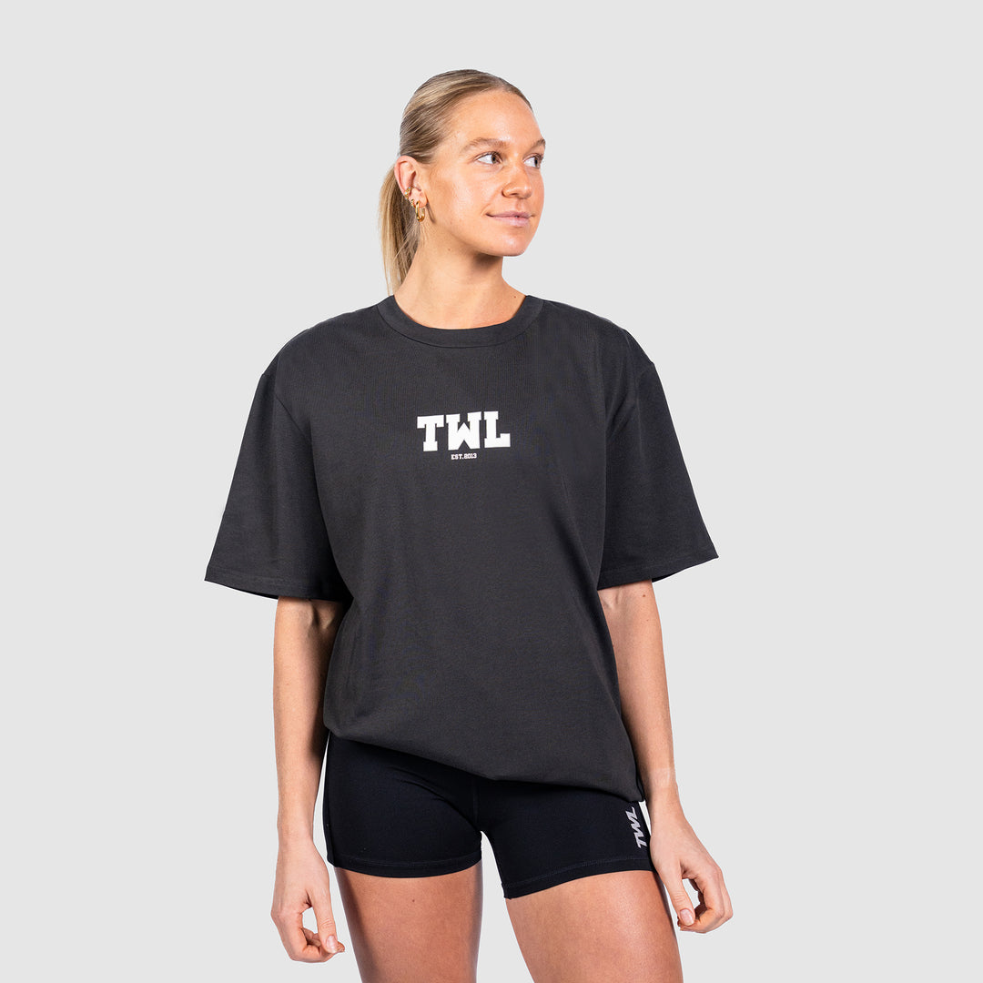 TWL - LIFESTYLE OVERSIZED T-SHIRT - VARSITY - FADED BLACK