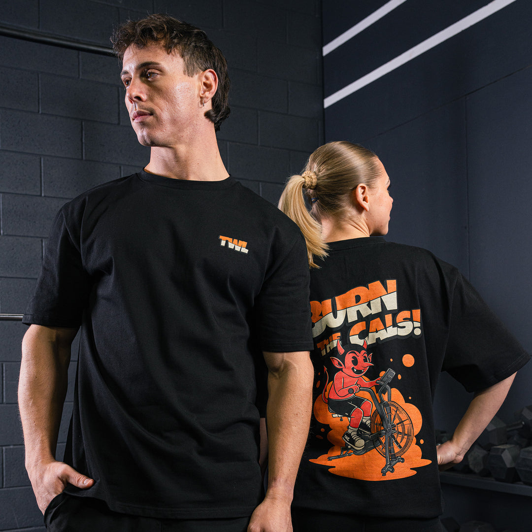 TWL LIFESTYLE OVERSIZED T-SHIRT BURN THE CALS BLACK