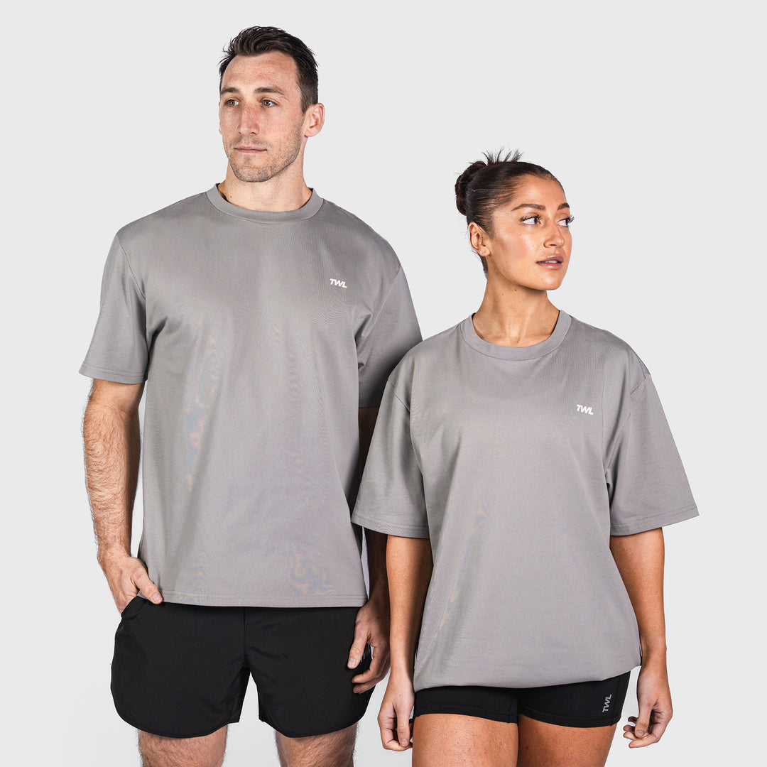 TWL - LIFESTYLE OVERSIZED T-SHIRT - PUSH THE BOUNDARIES - GREY/WHITE