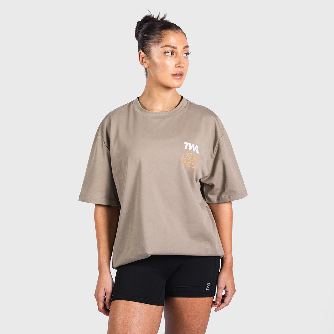 TWL -  LIFESTYLE OVERSIZED T-SHIRT - Y2K - PURSUIT/GREY BROWN