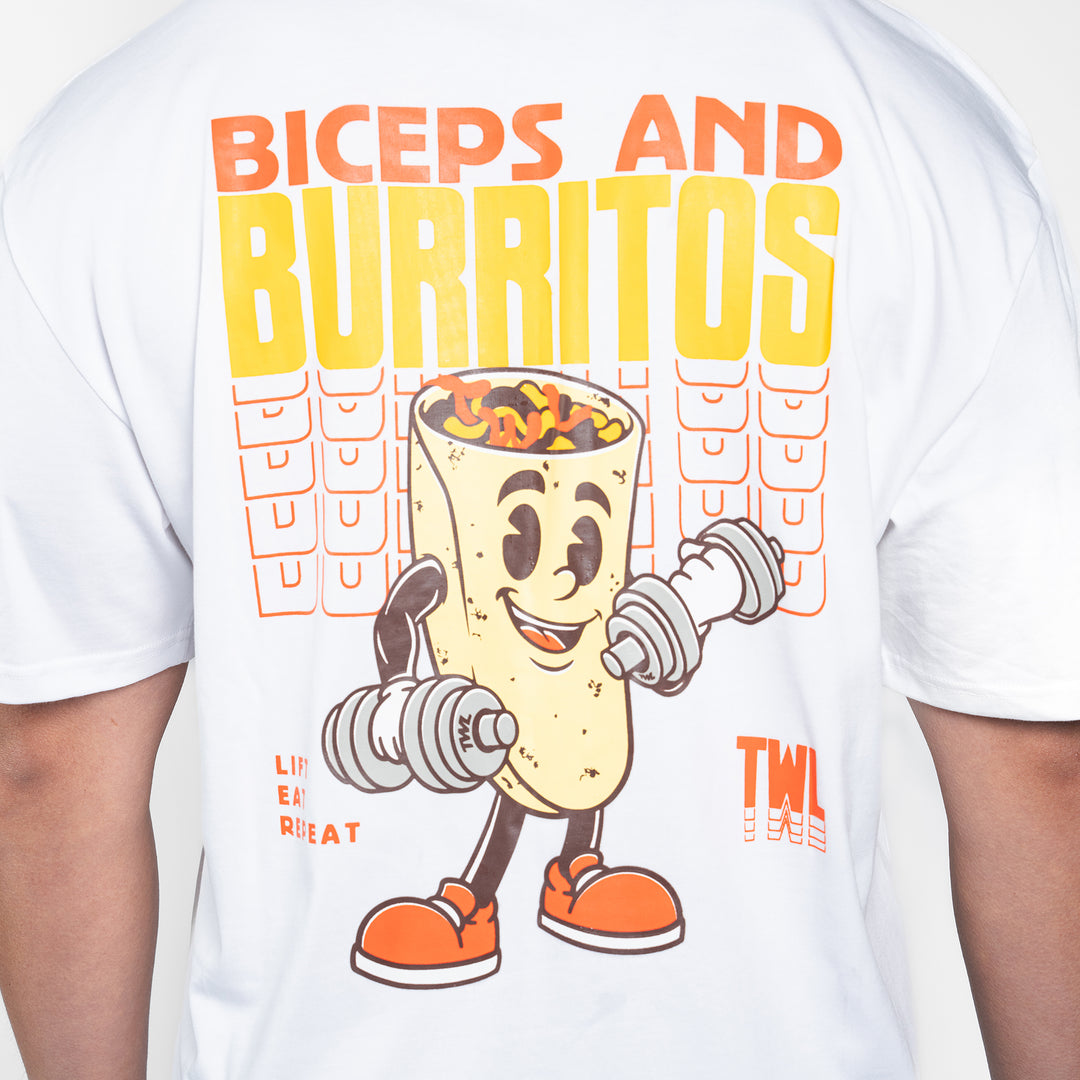 TWL - LIFESTYLE OVERSIZED T-SHIRT - BICEPS & BURRITOS - WHITE