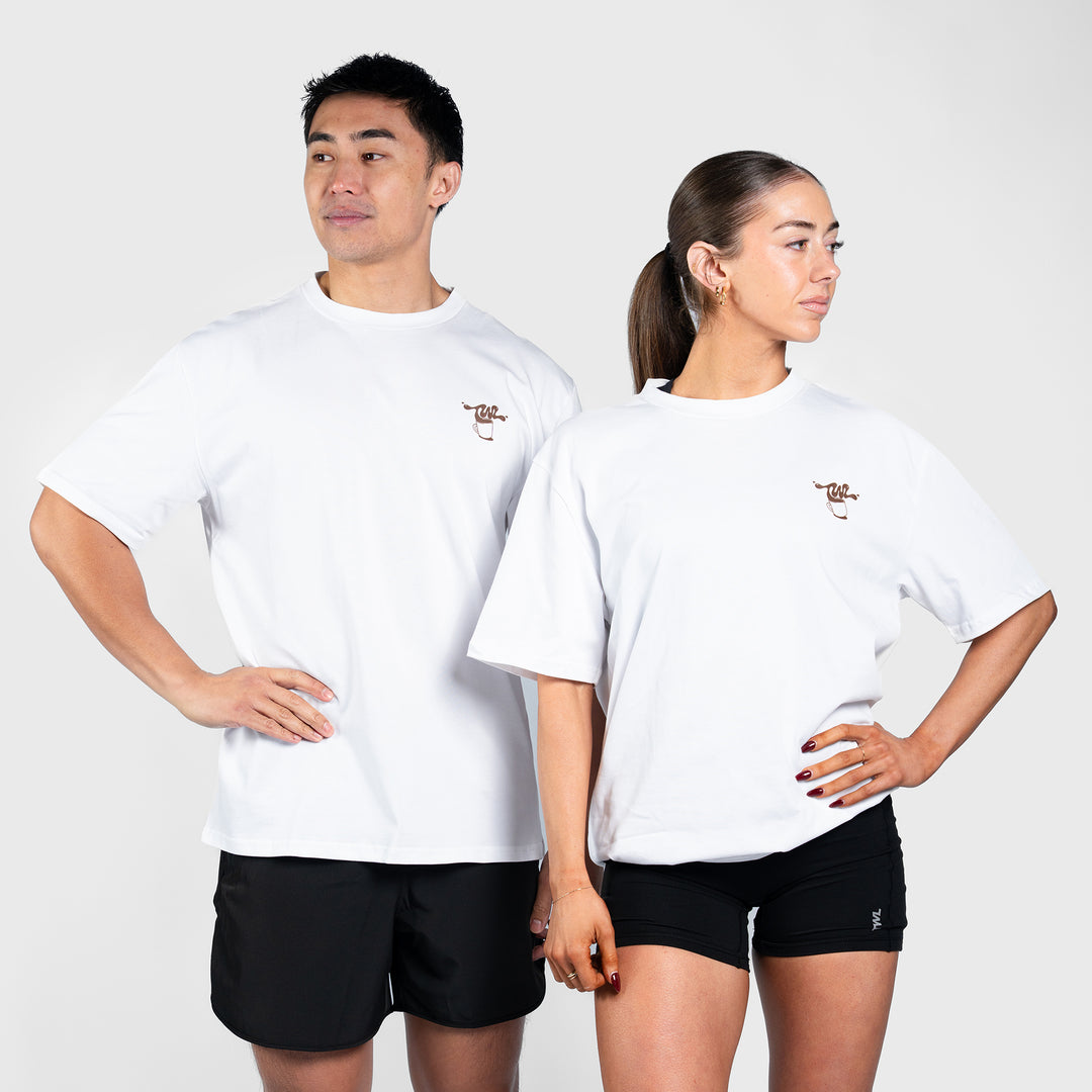 TWL - LIFESTYLE OVERSIZED T-SHIRT - COFFEE CLUB - WHITE