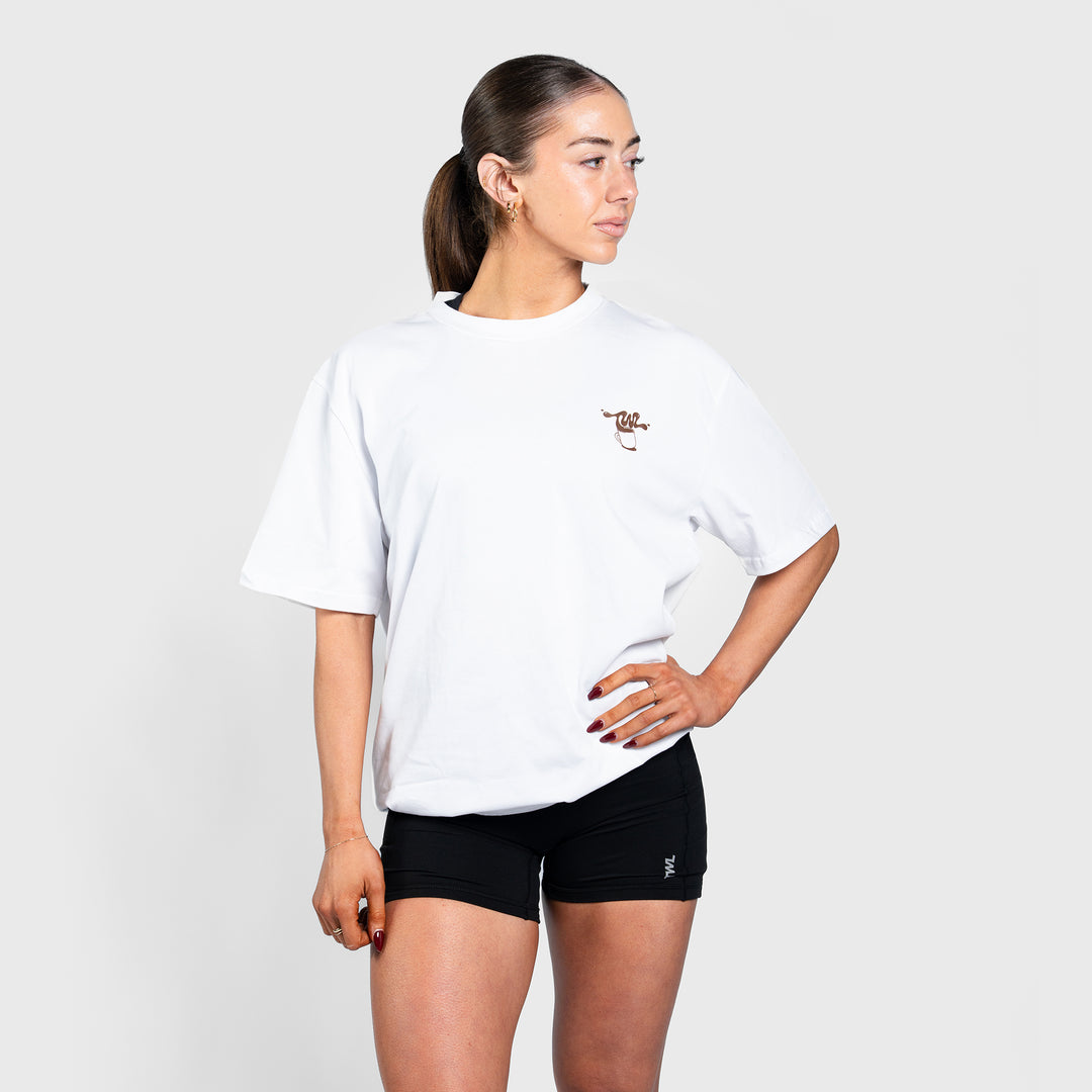 TWL - LIFESTYLE OVERSIZED T-SHIRT - COFFEE CLUB - WHITE