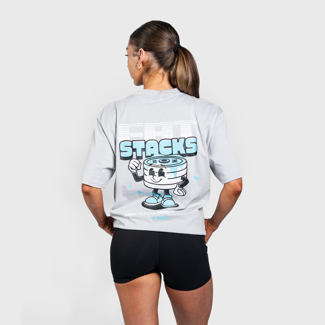 TWL - LIFESTYLE OVERSIZED T-SHIRT - FAT STACKS - LIGHT GREY