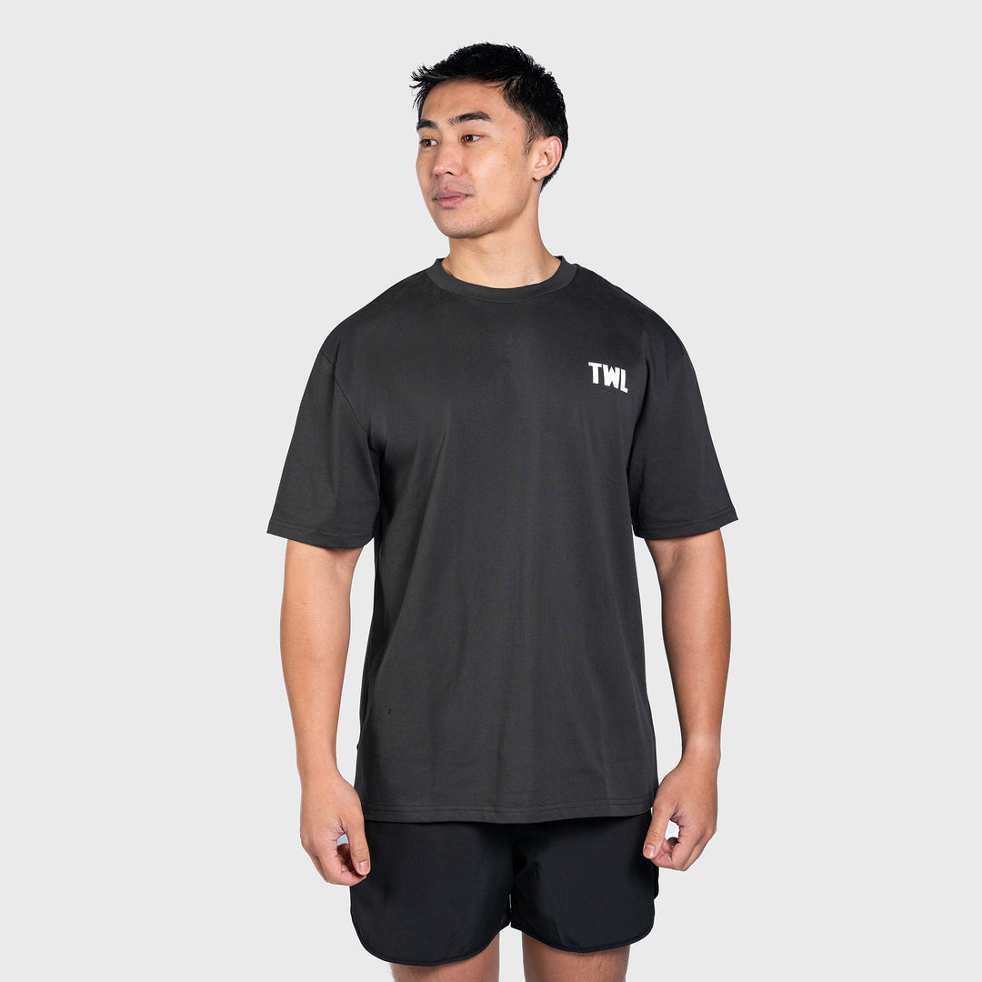 TWL - LIFESTYLE OVERSIZED T-SHIRT - SHAKER & PRs - WASHED BLACK