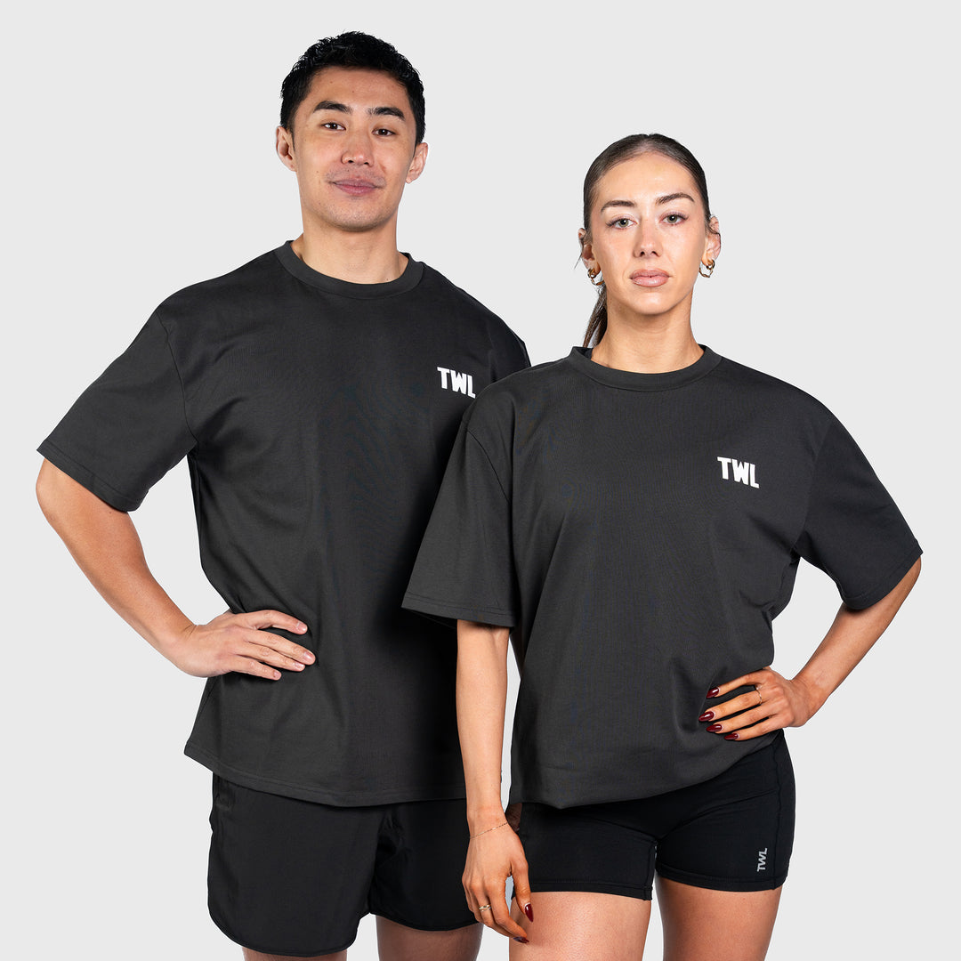 TWL - LIFESTYLE OVERSIZED T-SHIRT - SHAKER & PRs - WASHED BLACK