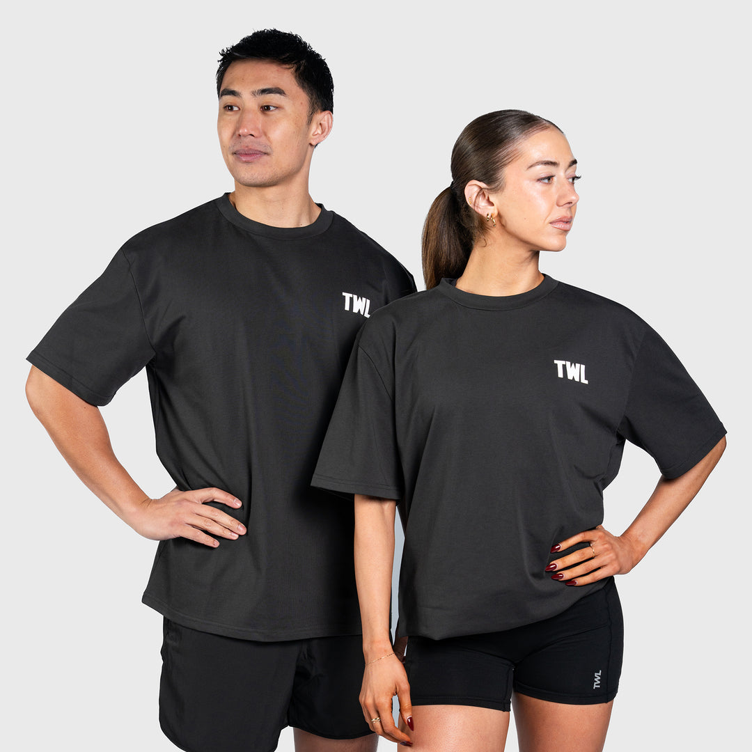 TWL - LIFESTYLE OVERSIZED T-SHIRT - SHAKER & PRs - WASHED BLACK
