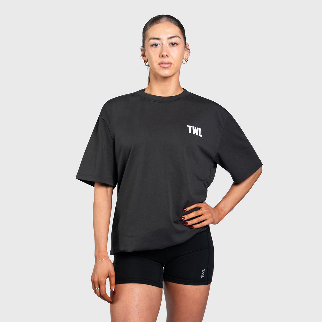 TWL - LIFESTYLE OVERSIZED T-SHIRT - SHAKER & PRs - WASHED BLACK