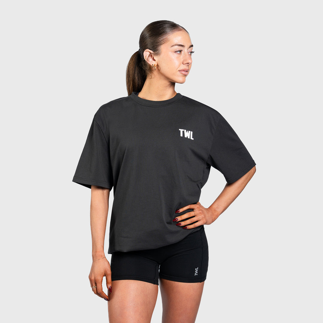 TWL - LIFESTYLE OVERSIZED T-SHIRT - SHAKER & PRs - WASHED BLACK