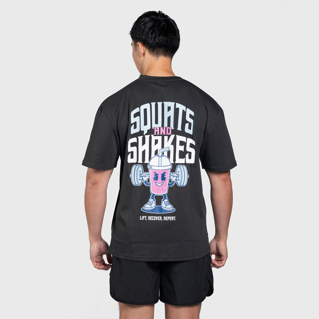 TWL - LIFESTYLE OVERSIZED T-SHIRT - SQUATS & SHAKES - WASHED BLACK