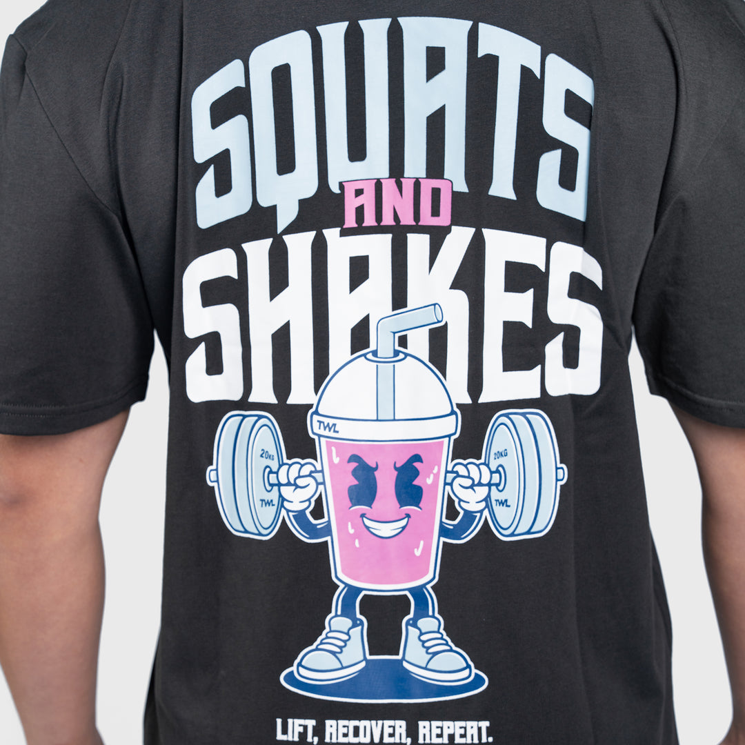 TWL - LIFESTYLE OVERSIZED T-SHIRT - SQUATS & SHAKES - WASHED BLACK