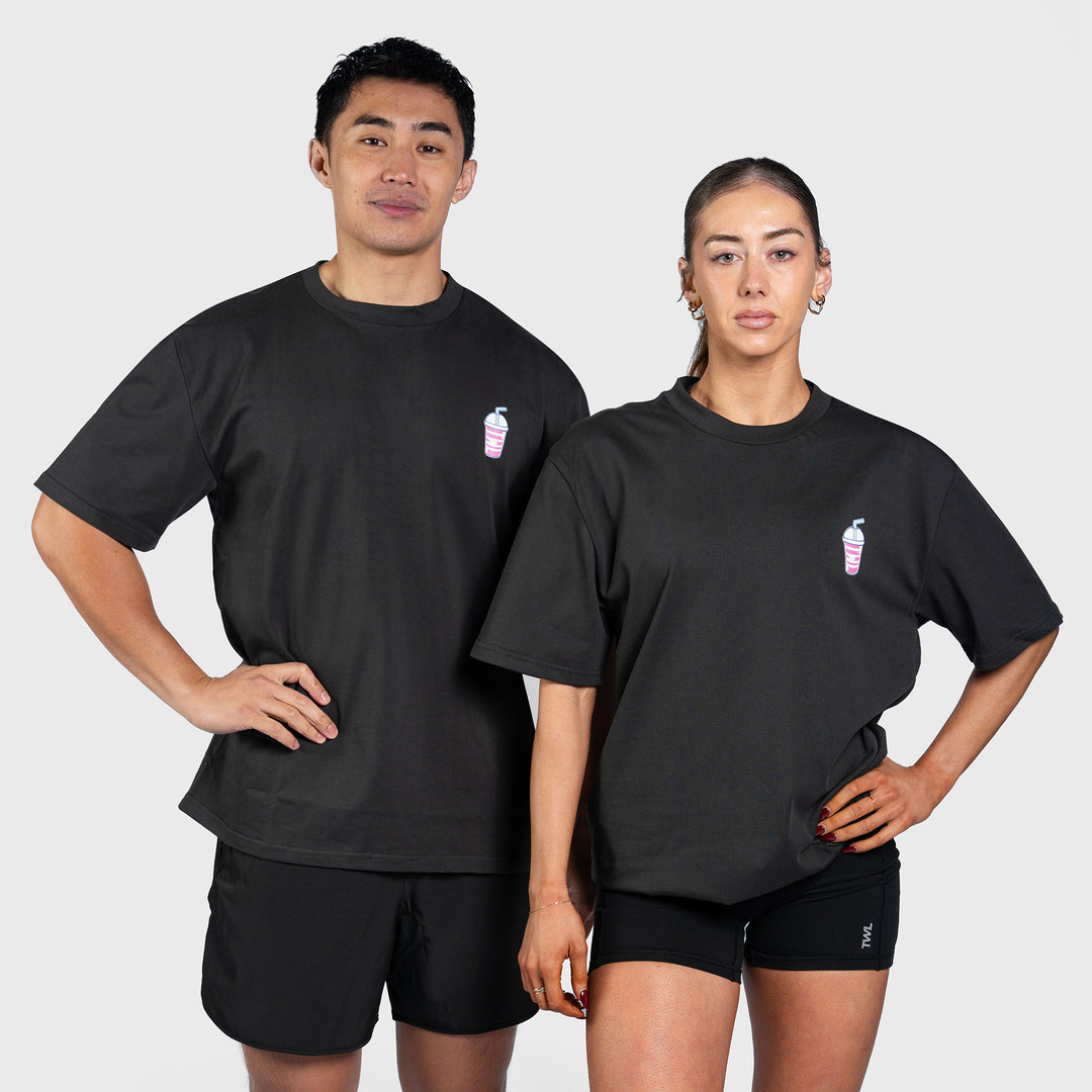 TWL - LIFESTYLE OVERSIZED T-SHIRT - SQUATS & SHAKES - WASHED BLACK