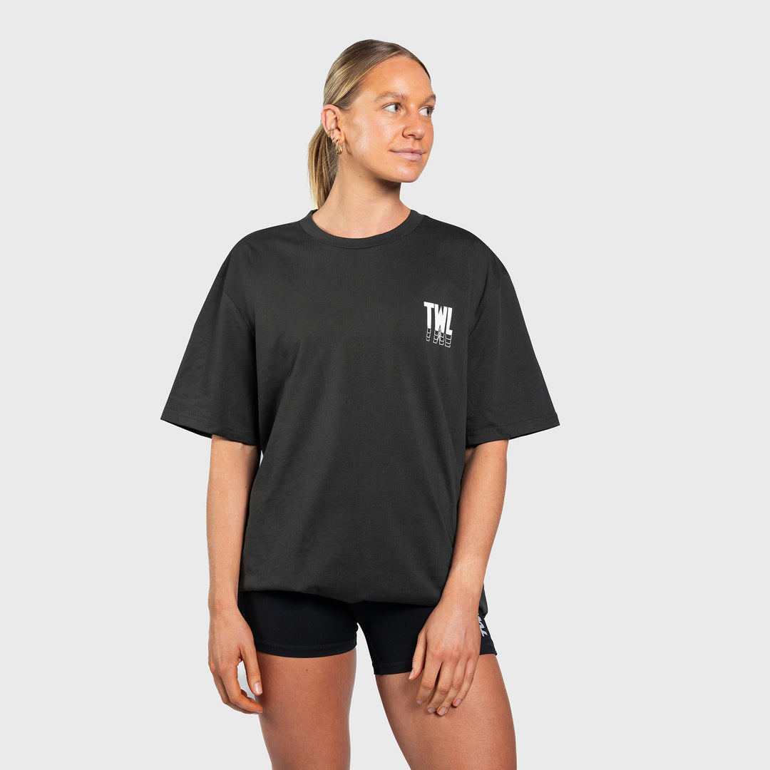 TWL - LIFESTYLE OVERSIZED T-SHIRT - BICEPS & BURRITOS - WASHED BLACK