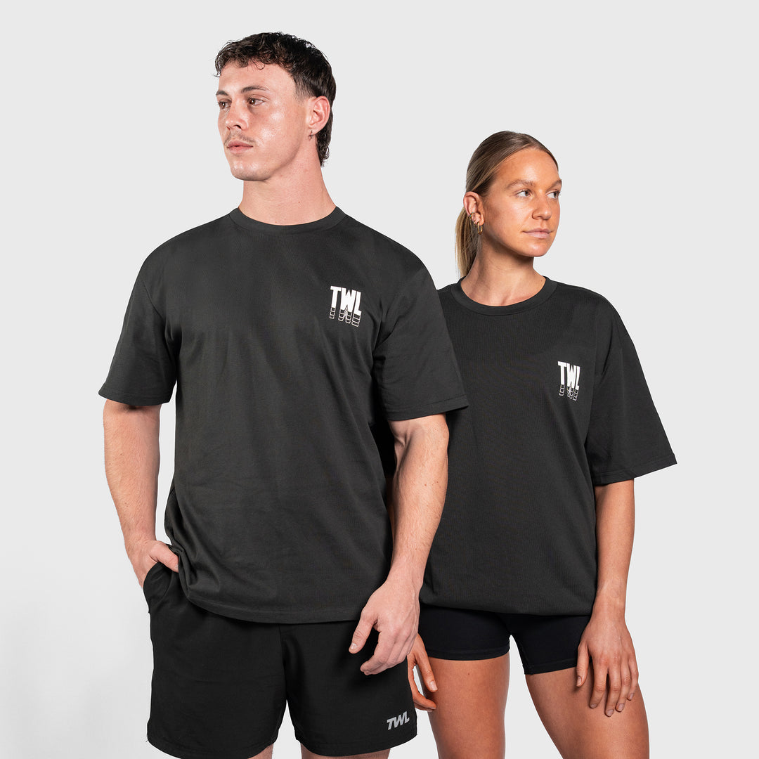 TWL - LIFESTYLE OVERSIZED T-SHIRT - BICEPS & BURRITOS - WASHED BLACK