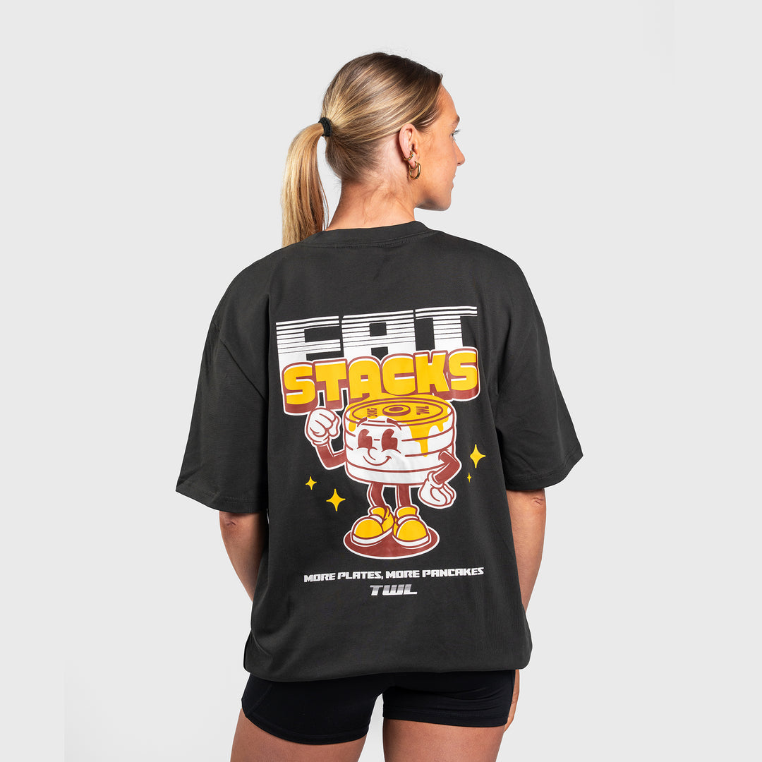 TWL - LIFESTYLE OVERSIZED T-SHIRT - FAT STACKS - WASHED BLACK