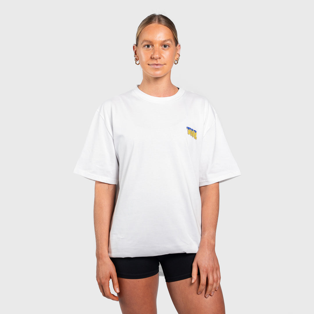 TWL - LIFESTYLE OVERSIZED T-SHIRT - WAFFLES & WEIGHTS - WHITE