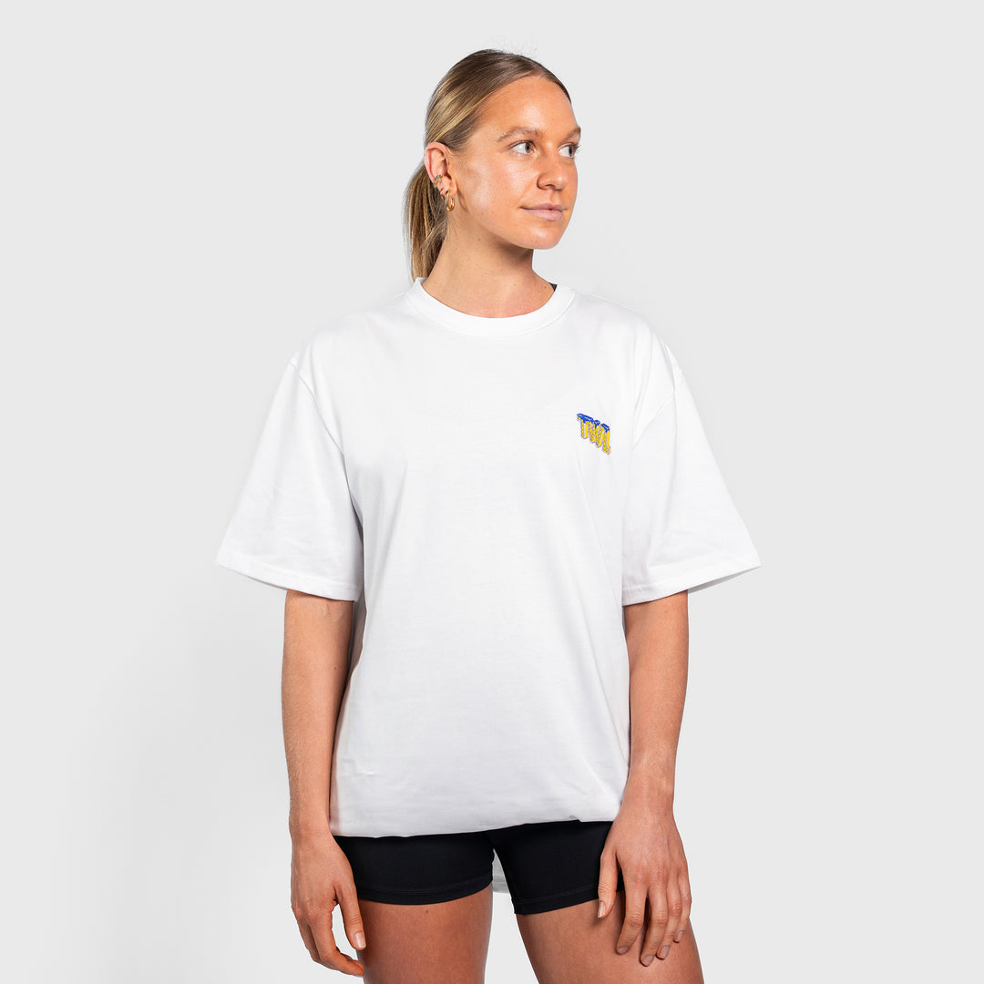 TWL - LIFESTYLE OVERSIZED T-SHIRT - WAFFLES & WEIGHTS - WHITE