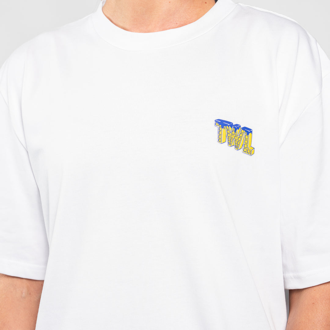 TWL - LIFESTYLE OVERSIZED T-SHIRT - WAFFLES & WEIGHTS - WHITE