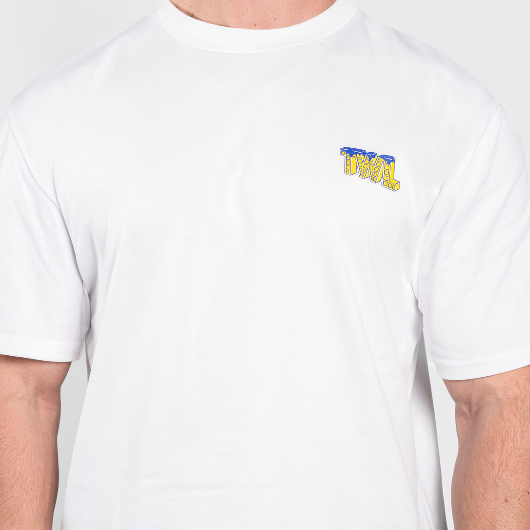 TWL - LIFESTYLE OVERSIZED T-SHIRT - WAFFLES & WEIGHTS - WHITE