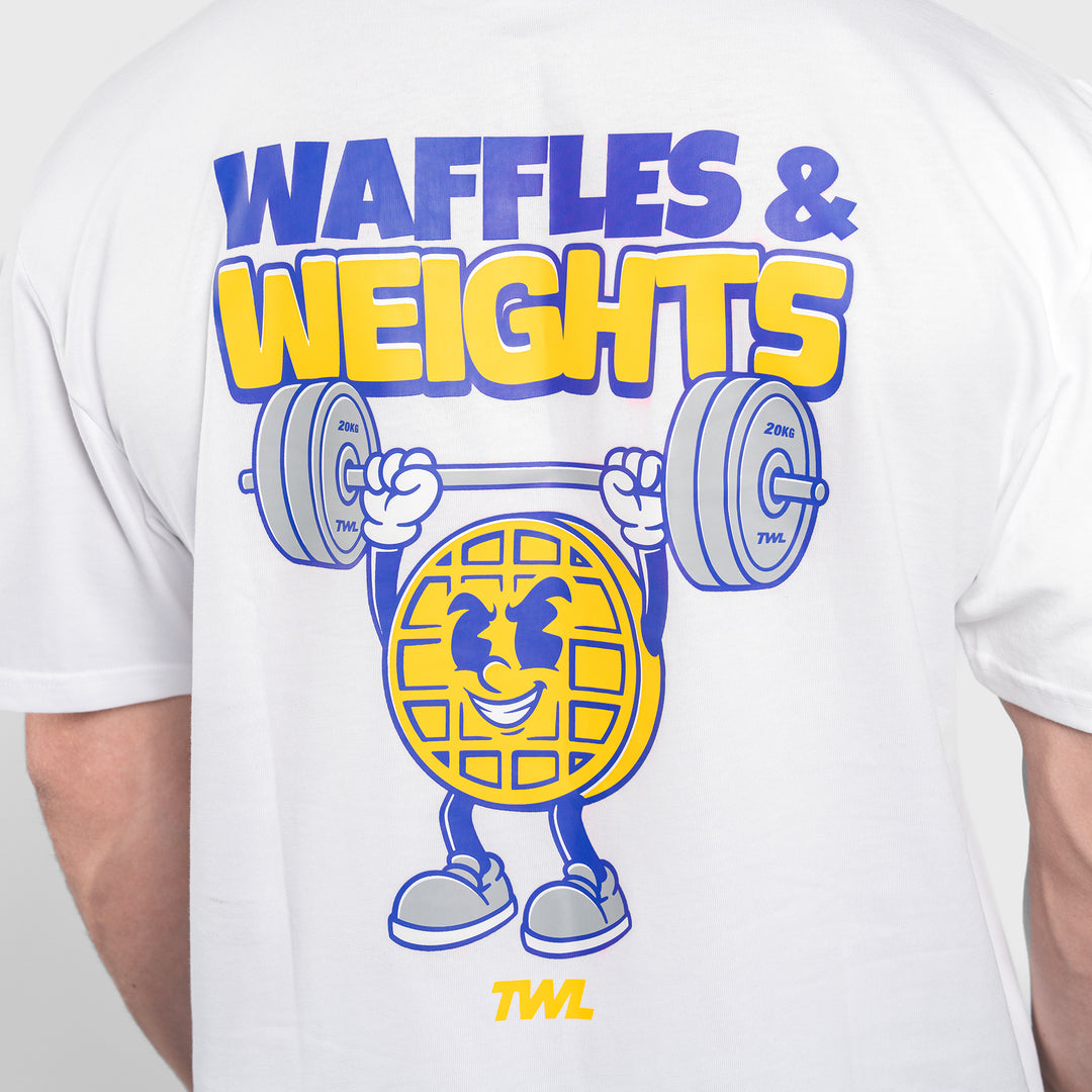 TWL - LIFESTYLE OVERSIZED T-SHIRT - WAFFLES & WEIGHTS - WHITE