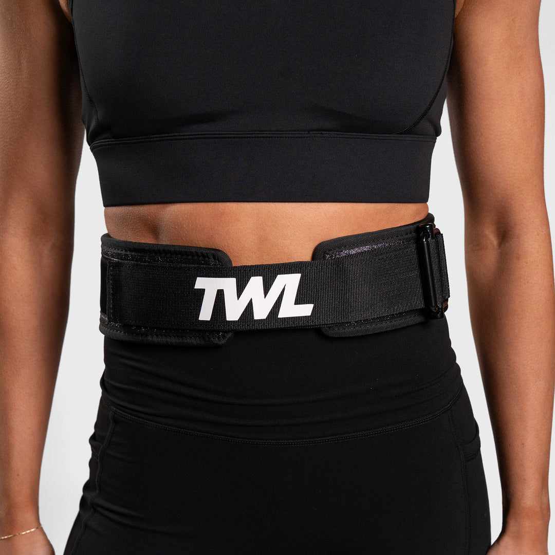 TWL - HYBRID VELCRO LIFTING BELT - 3" - BLACK SPARKLE