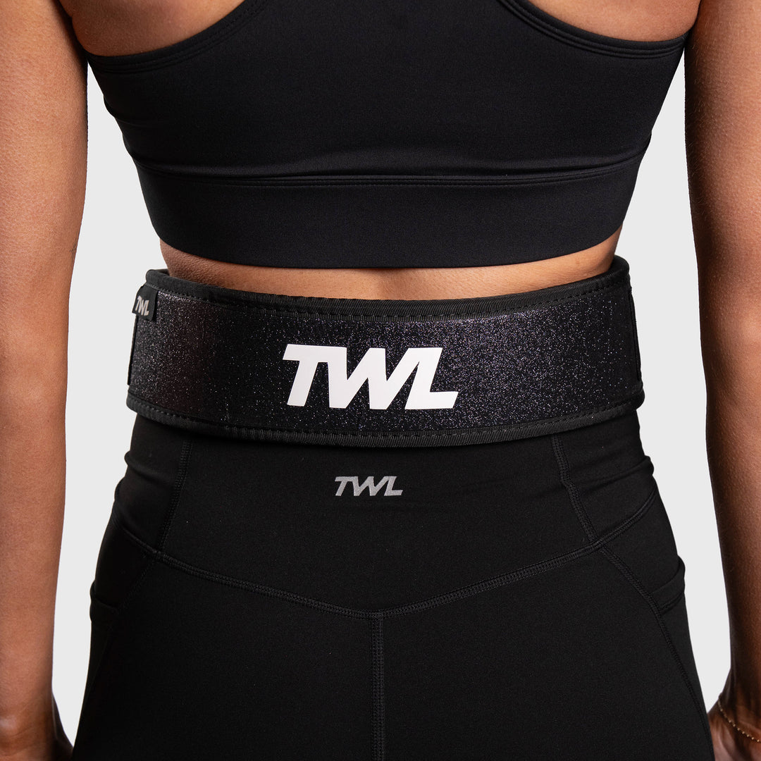 TWL - HYBRID VELCRO LIFTING BELT - 3" - BLACK SPARKLE