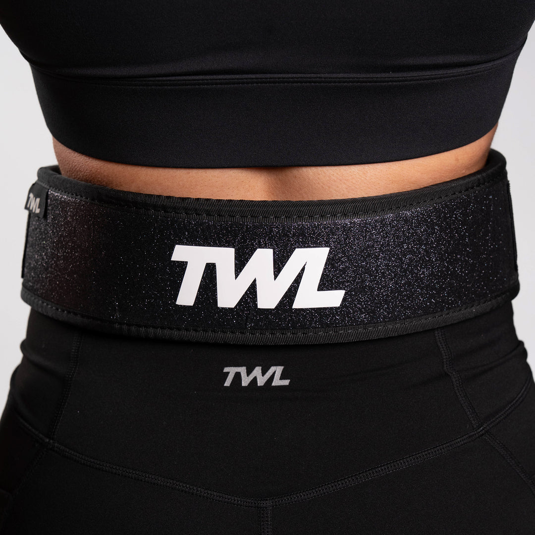 TWL - HYBRID VELCRO LIFTING BELT - 3" - BLACK SPARKLE