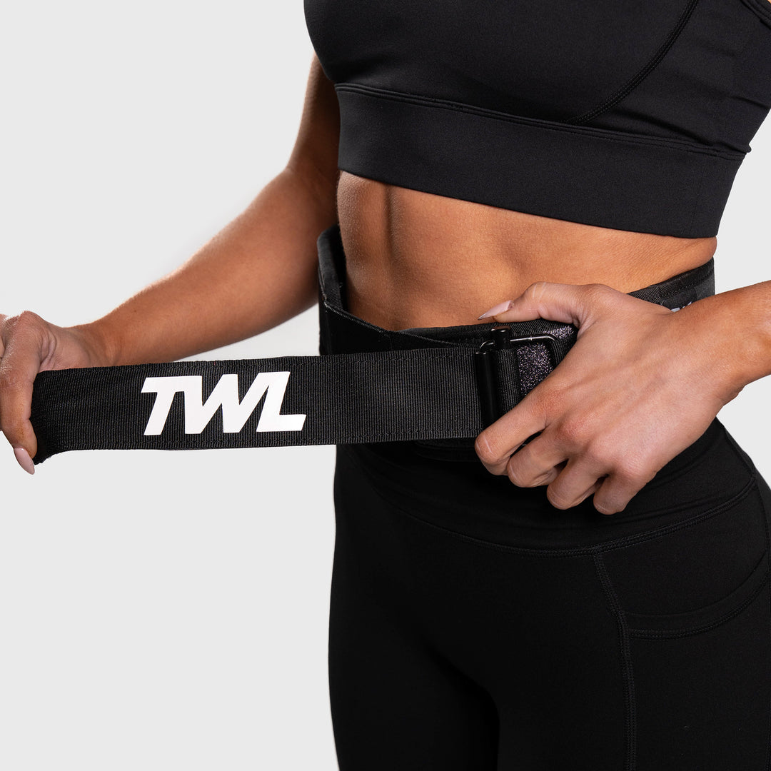 TWL - HYBRID VELCRO LIFTING BELT - 3" - BLACK SPARKLE