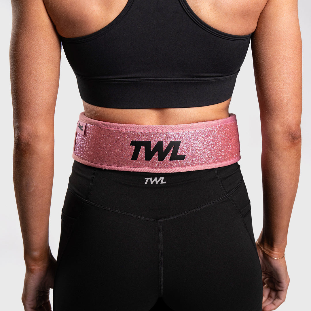 TWL - HYBRID VELCRO LIFTING BELT - 3" - PINK SPARKLE