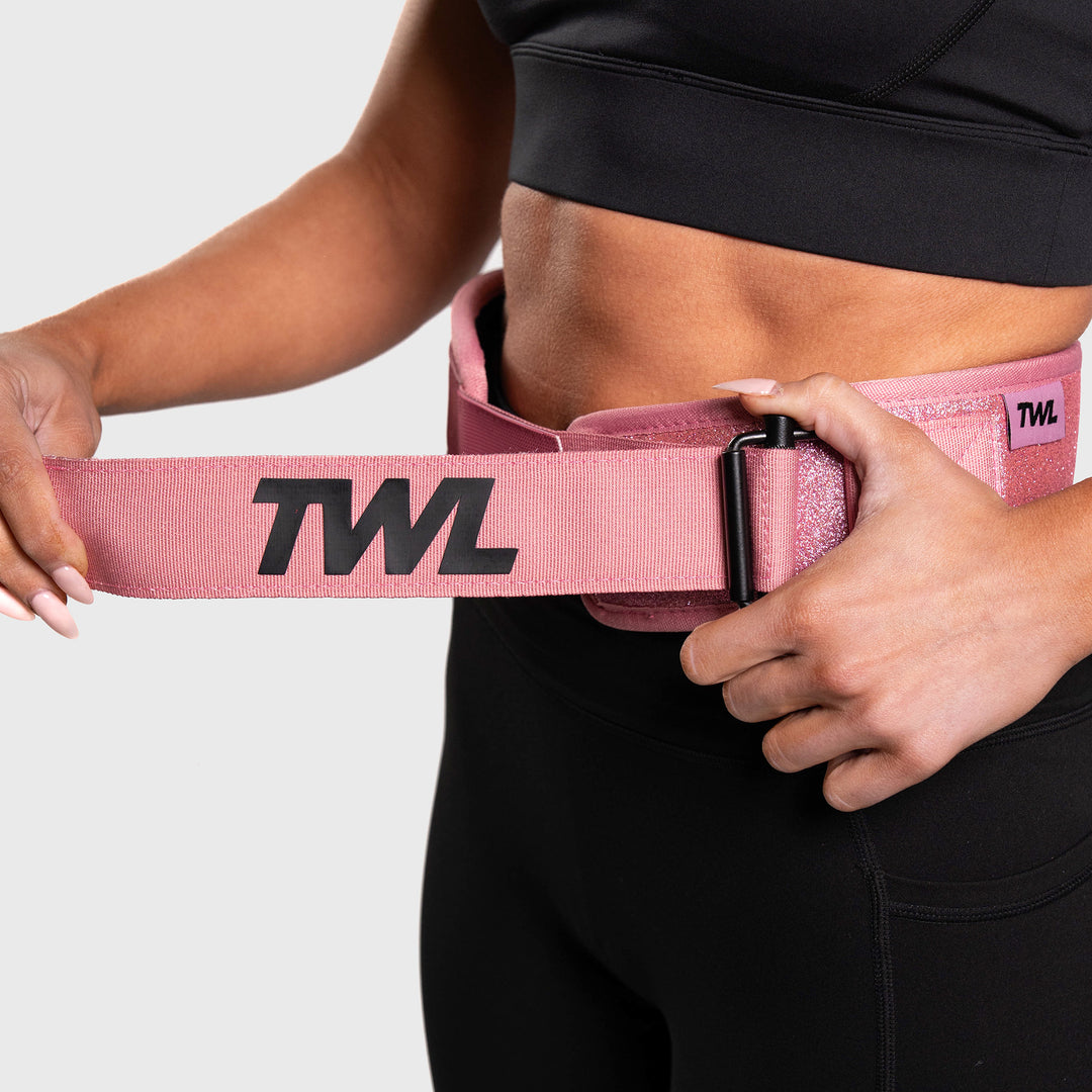 TWL - HYBRID VELCRO LIFTING BELT - 3" - PINK SPARKLE