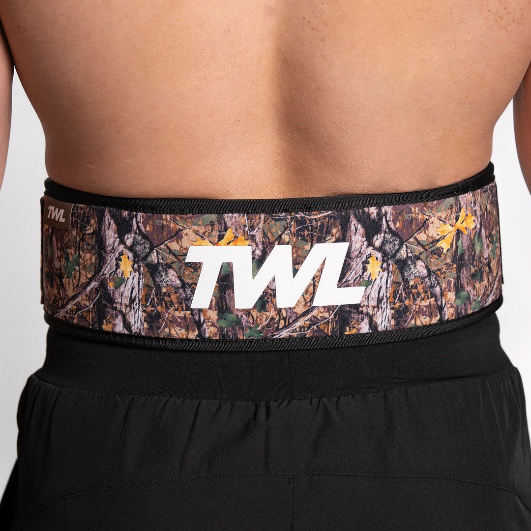 TWL Hybrid Velcro Lifting Belt Tree Camo – back view
