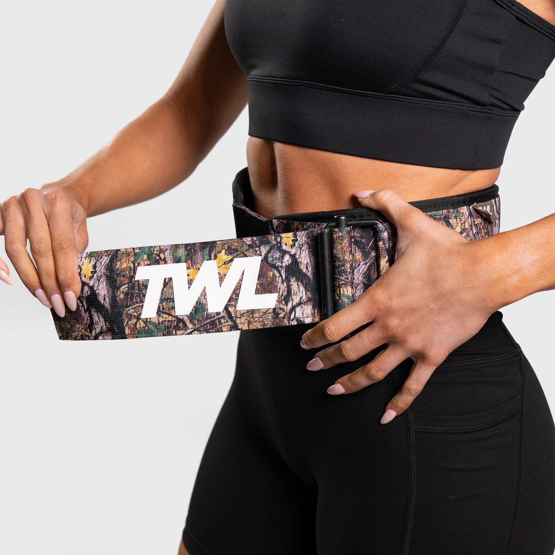 TWL - HYBRID VELCRO LIFTING BELT - 4" - TREE CAMO