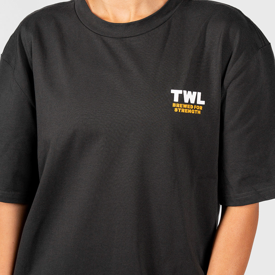 TWL - LIFESTYLE OVERSIZED T-SHIRT - BREWED FOR STRENGTH - WASHED BLACK