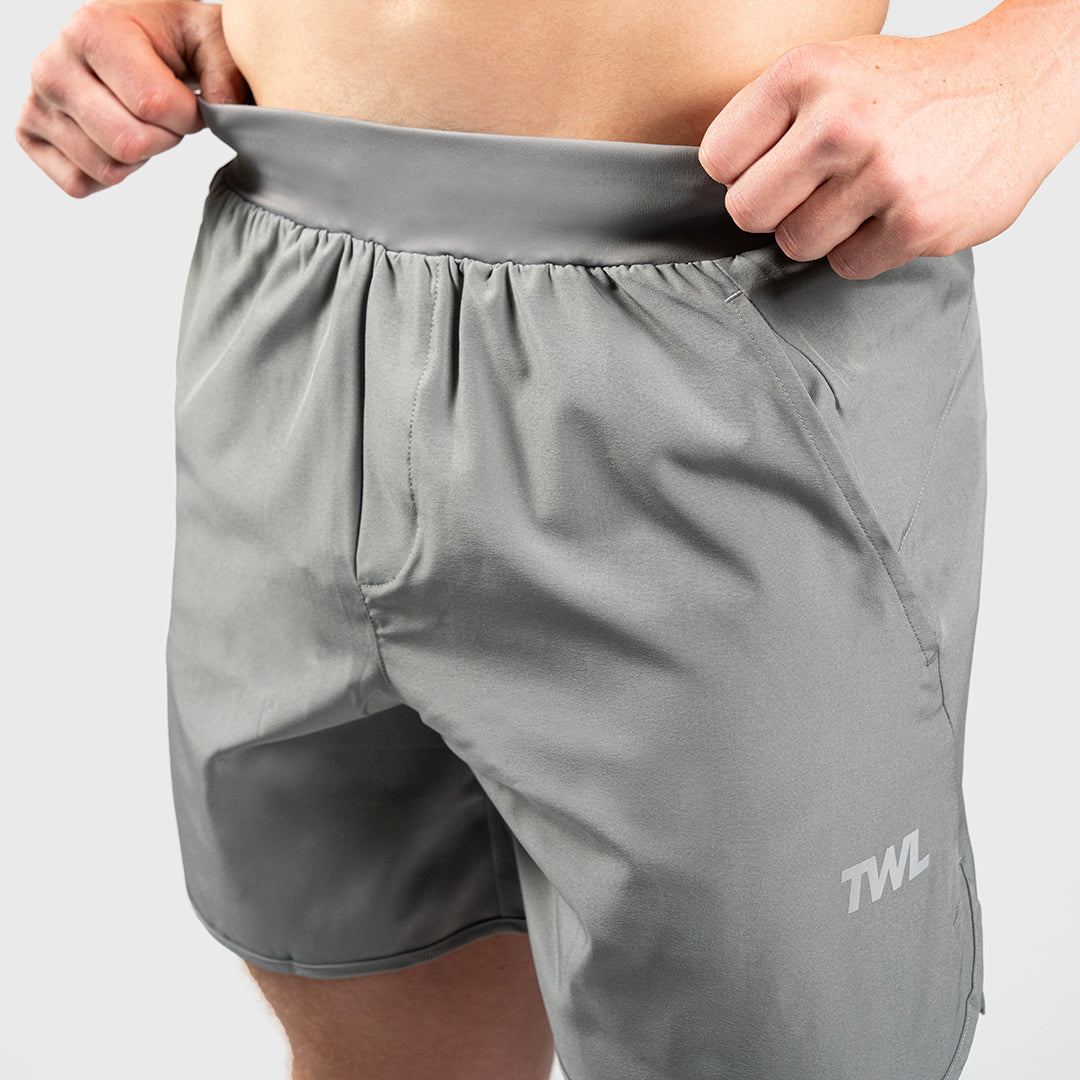 TWL men's 6 inch training shorts – Storm Grey - Waistband