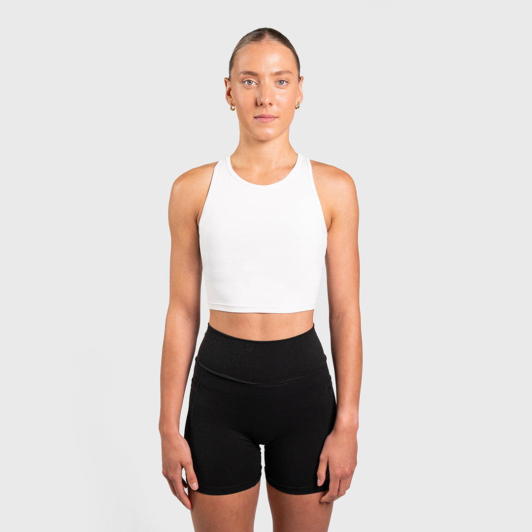 TWL - WOMEN'S P.E. CROPPED TANK - WHITE