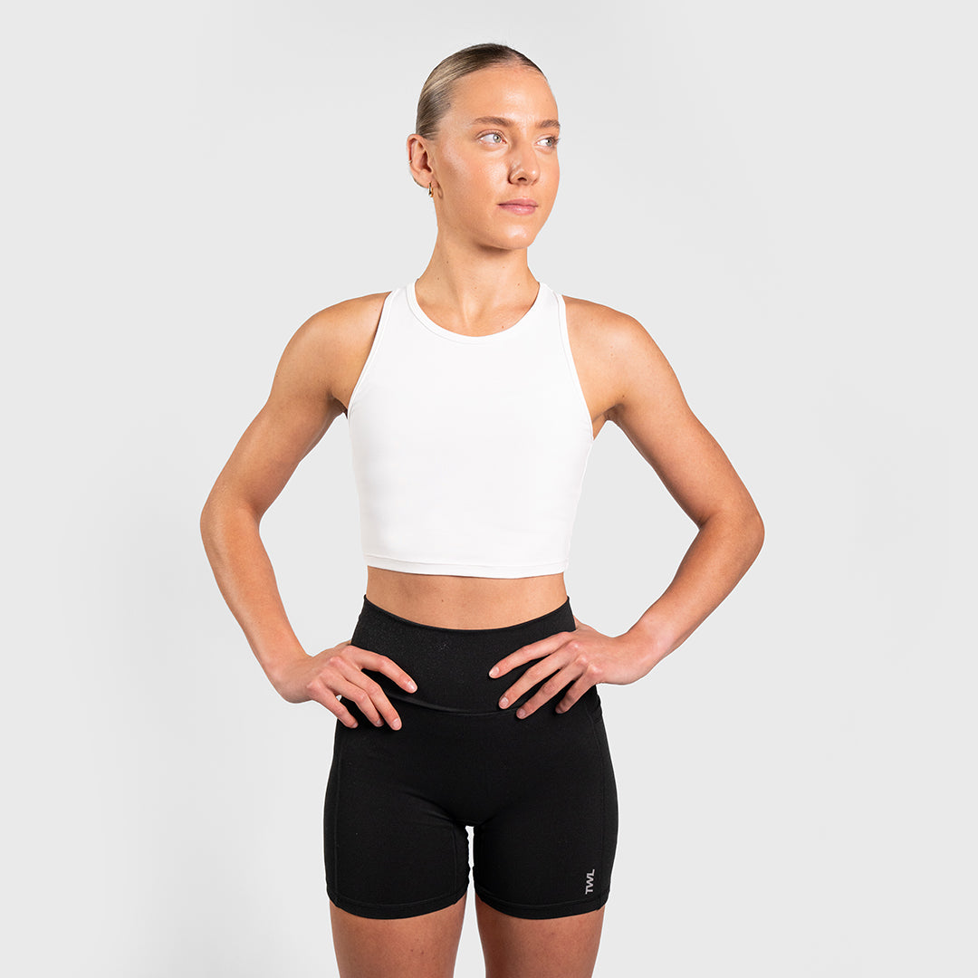 TWL - WOMEN'S P.E. CROPPED TANK - WHITE