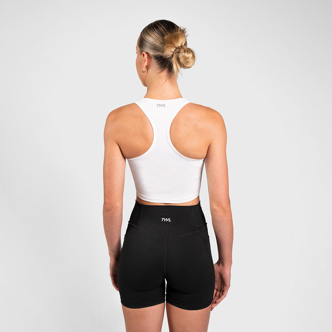 TWL - WOMEN'S P.E. CROPPED TANK - WHITE