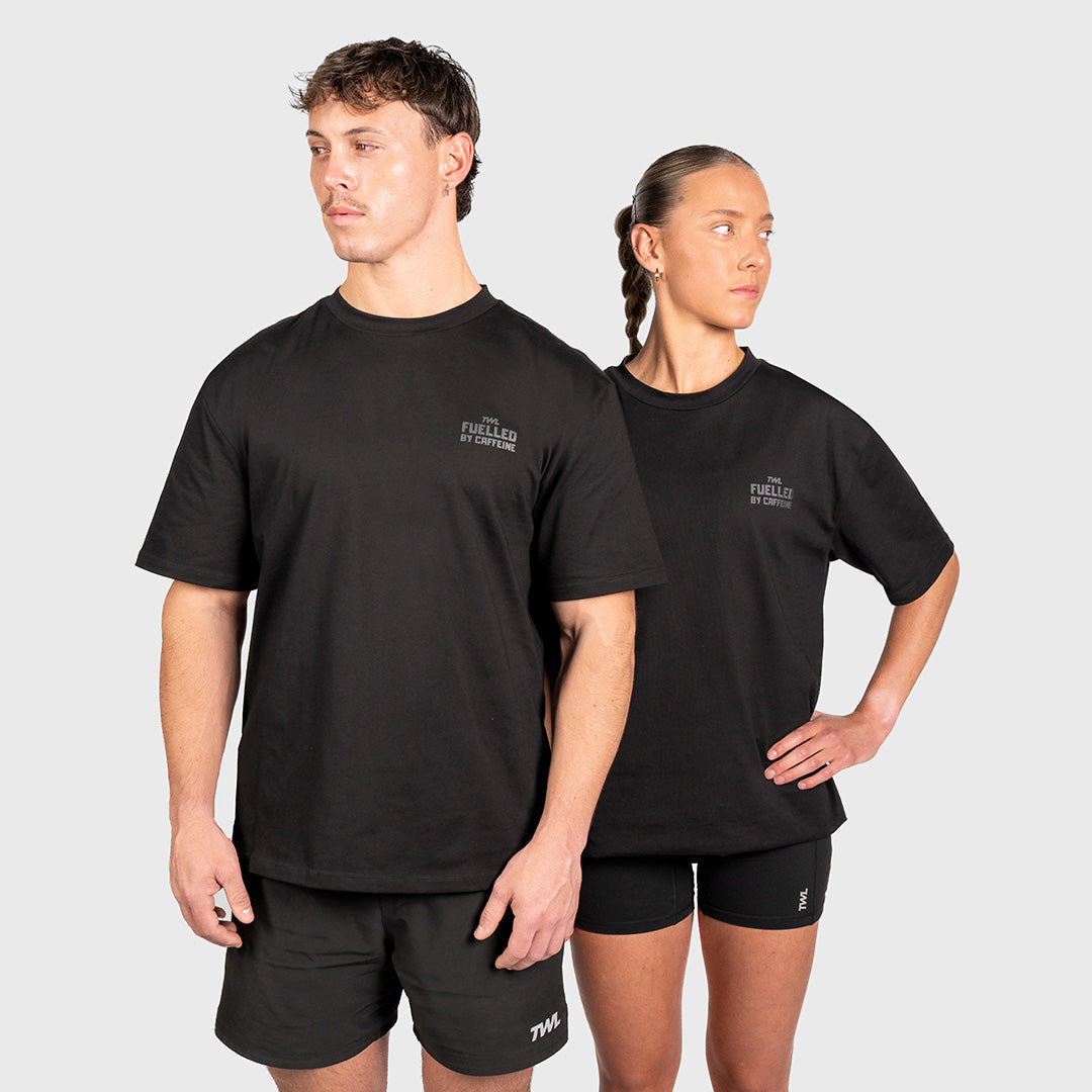 TWL - LIFESTYLE OVERSIZED T-SHIRT - FUELLED BY CAFFEINE - BLACKOUT