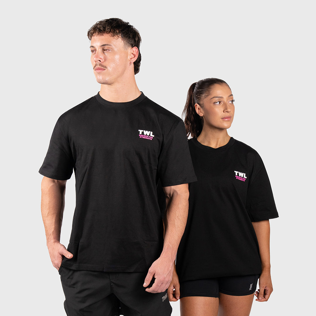 TWL - LIFESTYLE OVERSIZED T-SHIRT - BREWED FOR STRENGTH - BLACK